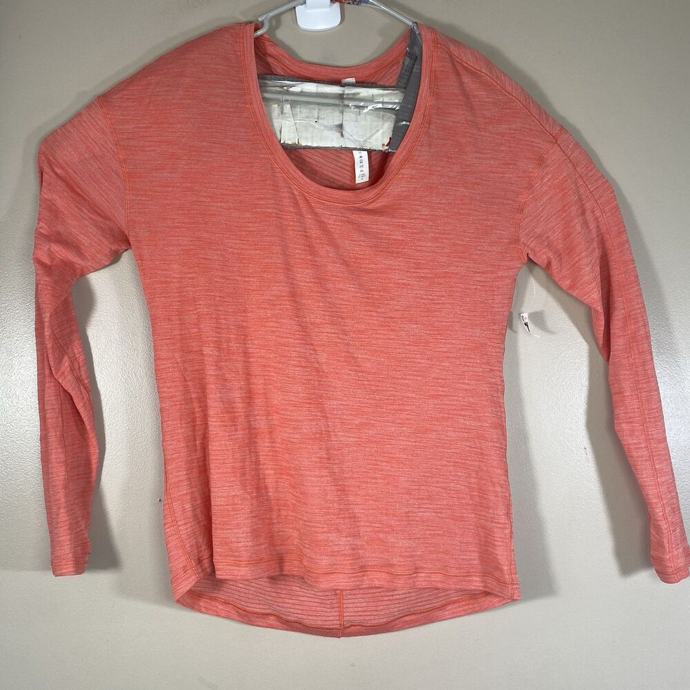 Lululemon  Top Womens size 6  Orange Heathered Nylon Blend Long Sleeve